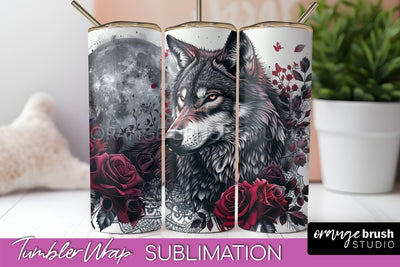 Gothic Tumbler Wrap - Dark Academia Tumbler Sublimation Sublimation OrangeBrushStudio 