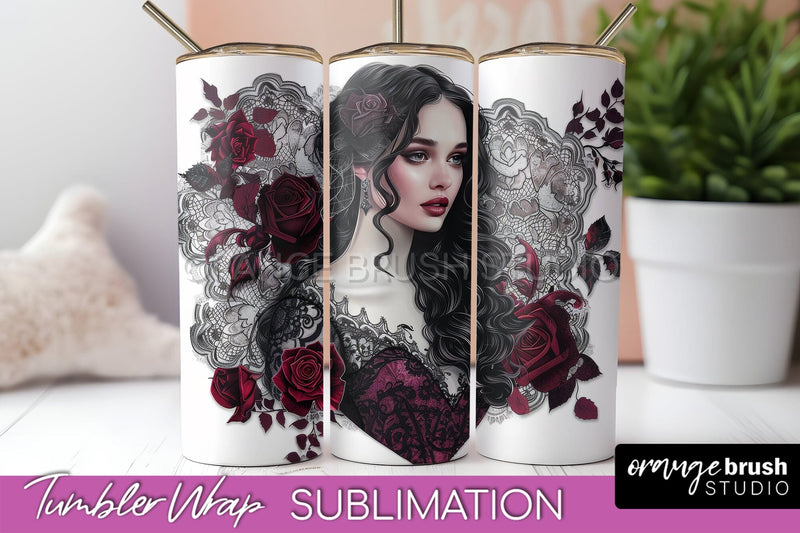 Gothic Tumbler Wrap - Dark Academia Tumbler Sublimation Sublimation OrangeBrushStudio 