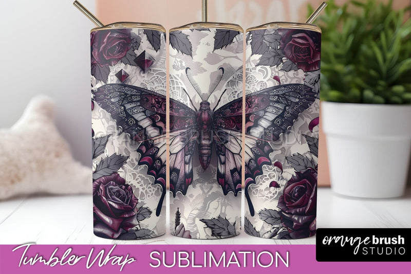 Gothic Tumbler Wrap - Dark Academia Tumbler Sublimation Sublimation OrangeBrushStudio 