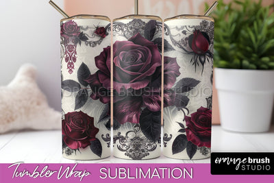 Gothic Tumbler Wrap - Dark Academia Tumbler Sublimation Sublimation OrangeBrushStudio 