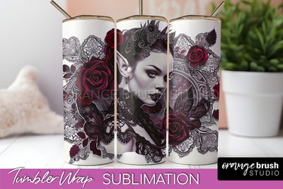 Gothic Tumbler Wrap - Dark Academia Tumbler Sublimation Sublimation OrangeBrushStudio 