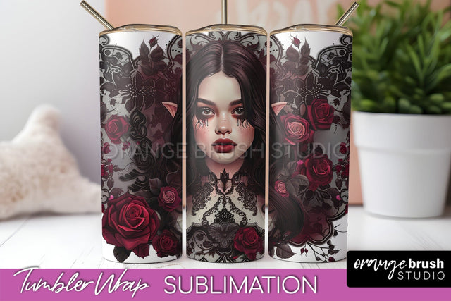 Gothic Tumbler Wrap - Dark Academia Tumbler Sublimation Sublimation OrangeBrushStudio 