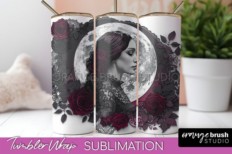 Gothic Tumbler Wrap - Dark Academia Tumbler Sublimation Sublimation OrangeBrushStudio 