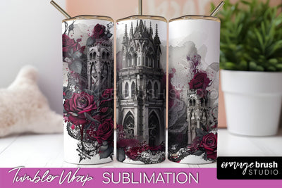 Gothic Tumbler Wrap - Dark Academia Tumbler Sublimation Sublimation OrangeBrushStudio 