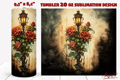 Gothic tumbler wrap /dark romance / gothic floral tumbler Sublimation Angelina Semenova 