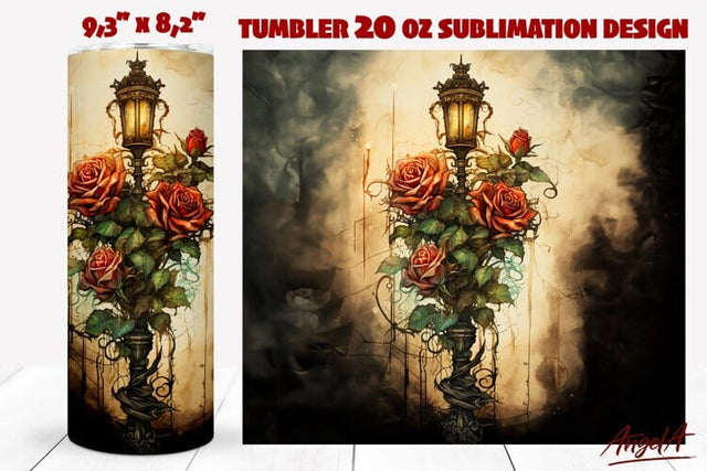 Gothic tumbler wrap /dark romance / gothic floral tumbler Sublimation Angelina Semenova 