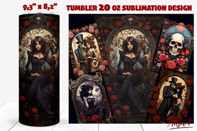 Gothic tumbler wrap / Gothic Tarot card, skull, Queen Sublimation Angelina Semenova 