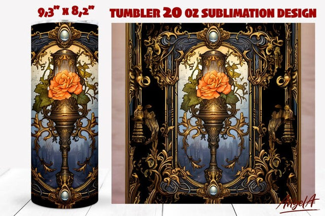 Gothic tumbler wrap / Gothic window / floral tumbler wrap Sublimation Angelina Semenova 