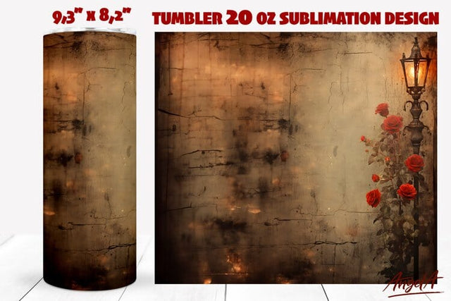 Gothic tumbler wrap / retro tumbler / lamp, red roses Sublimation Angelina Semenova 