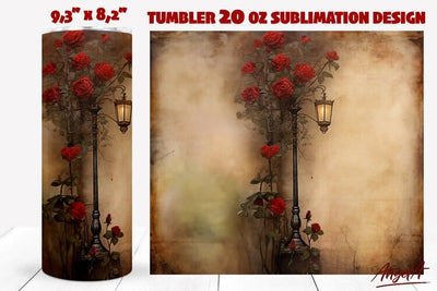 Gothic tumbler wrap / retro tumbler / lamp, red roses Sublimation Angelina Semenova 