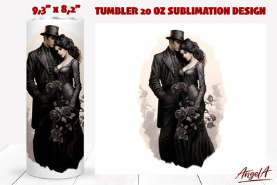 Gothic tumbler wrap sublimation / couple in love watercolor Sublimation Angelina Semenova 