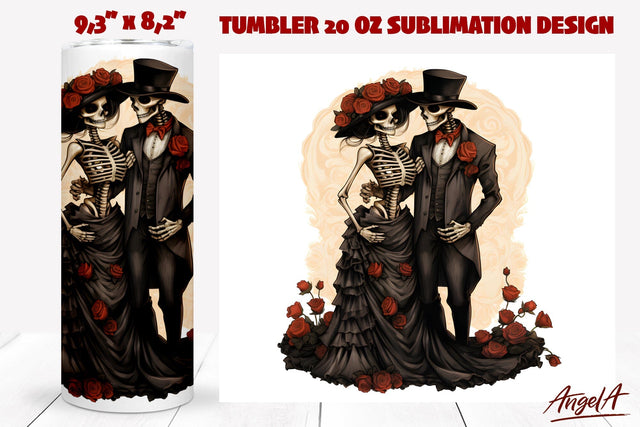 Gothic tumbler wrap sublimation / gothic skeleton couple png Sublimation Angelina Semenova 