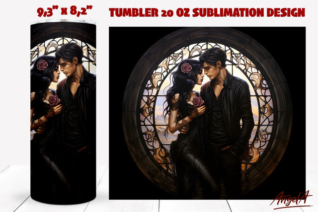 Gothic tumbler wrap sublimation / man and woman couple png Sublimation Angelina Semenova 