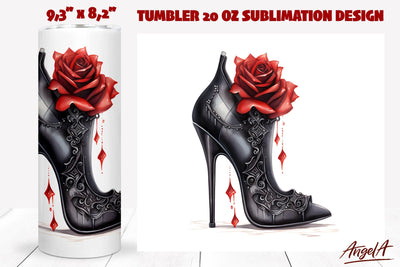 Gothic tumbler wrap sublimation / witch shoes, red Roses png Sublimation Angelina Semenova 