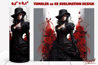 Gothic tumbler wrap sublimation / women, red roses Sublimation Angelina Semenova 
