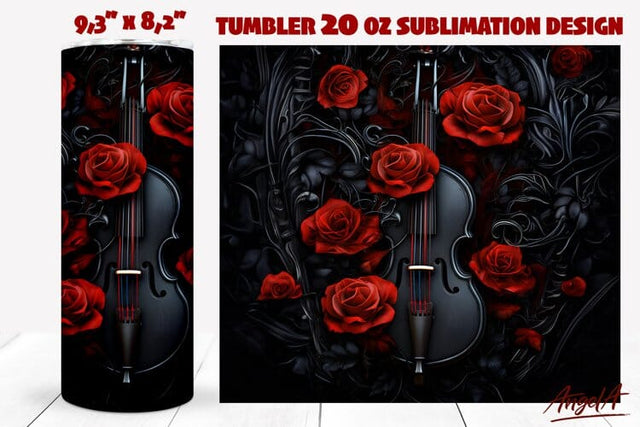 Gothic tumbler wrap / violin/ music tumbler / black tumbler Sublimation Angelina Semenova 