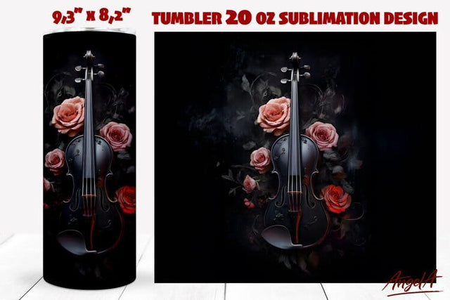 Gothic tumbler wrap / violin/ music tumbler / black tumbler Sublimation Angelina Semenova 