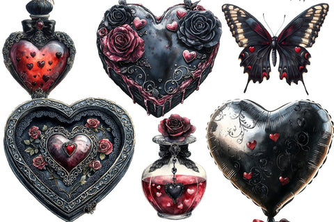 Gothic Valentine Clipart Bundle PNG Sublimation SVGArt 