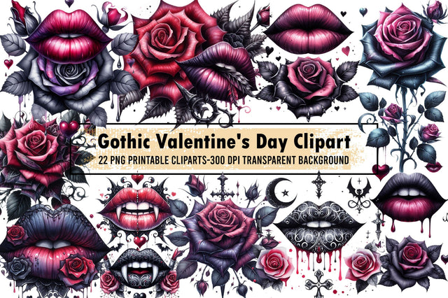 Gothic Valentine's Day Clipart PNG Sublimation designartist 