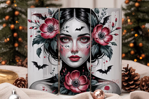 Gothic Vampire Eyes Floral 20oz Tumbler Sublimation DesignSVG 