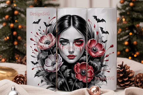 Gothic Vampire Eyes Floral 20oz Tumbler Sublimation DesignSVG 