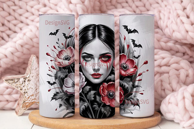 Gothic Vampire Eyes Floral 20oz Tumbler Sublimation DesignSVG 