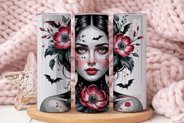 Gothic Vampire Eyes Floral 20oz Tumbler Sublimation DesignSVG 