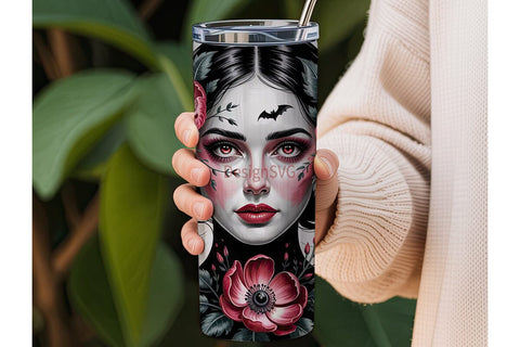 Gothic Vampire Eyes Floral 20oz Tumbler Sublimation DesignSVG 