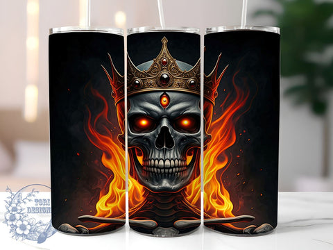 Gothic Vampire Skull Fire 20oz Tumbler Wrap, Fire Design Cup, 20oz Drinkware, Halloween Mug, Gothic Tumbler, Skull Lover Gift, Spooky Drinkware Sublimation ToriDesigns 