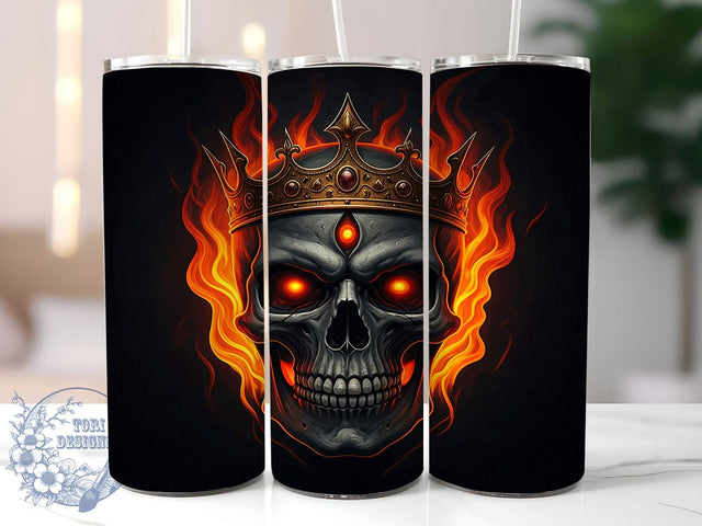Gothic Vampire Skull Fire 20oz Tumbler Wrap, Fire Design Cup, 20oz Drinkware, Halloween Mug, Gothic Tumbler, Skull Lover Gift, Spooky Drinkware Sublimation ToriDesigns 