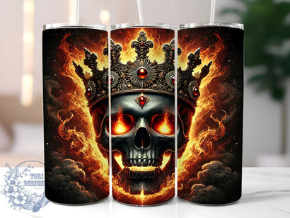 Gothic Vampire Skull Fire 20oz Tumbler Wrap, Fire Design Cup, 20oz Drinkware, Halloween Mug, Gothic Tumbler, Skull Lover Gift, Spooky Drinkware Sublimation ToriDesigns 