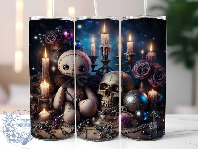 Gothic Voodoo Dark Magic Tumbler, Voodoo Doll, Dark Magic, 20Oz Tumbler Wrap, Sublimation Drinkware, Spooky Aesthetic, Occult Design Sublimation ToriDesigns 