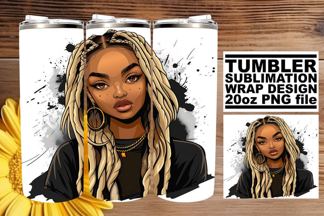 Gothic Watercolor Afro Woman Halloween Tumbler Wrap Sublimation afrosvg 