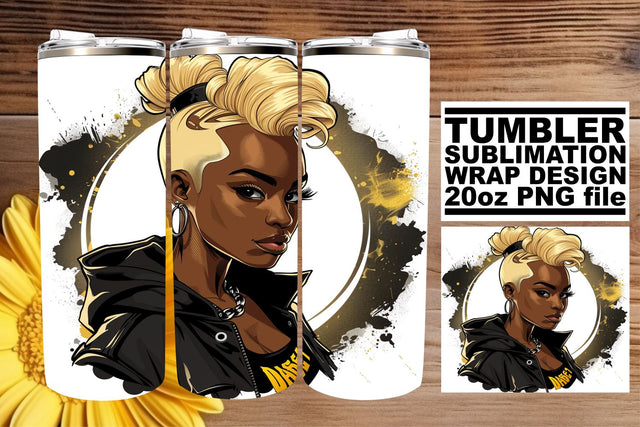 Gothic Watercolor Afro Woman Halloween Tumbler Wrap Sublimation afrosvg 