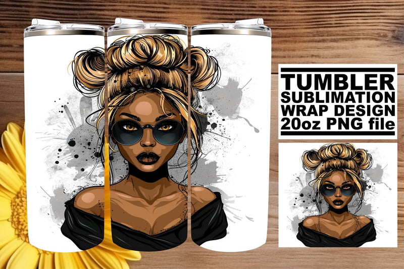 Gothic Watercolor Halloween Tumbler Wrap Afro Portrait Sublimation afrosvg 