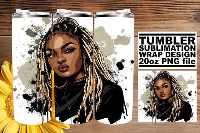 Gothic Watercolor Halloween Tumbler Wrap Afro Woman Sublimation afrosvg 