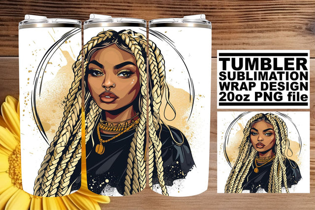 Gothic Watercolor Tumbler Wrap Halloween Afro Woman Sublimation afrosvg 