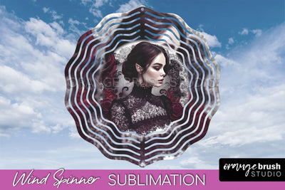 Gothic Wind Spinner, Dark Academia Wind Spinner Sublimation Sublimation OrangeBrushStudio 