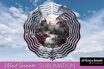Gothic Wind Spinner, Dark Academia Wind Spinner Sublimation Sublimation OrangeBrushStudio 