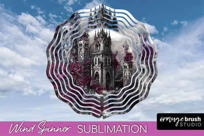Gothic Wind Spinner, Dark Academia Wind Spinner Sublimation Sublimation OrangeBrushStudio 