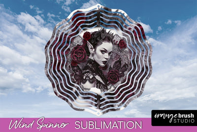 Gothic Wind Spinner, Dark Academia Wind Spinner Sublimation Sublimation OrangeBrushStudio 