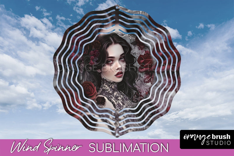 Gothic Wind Spinner, Dark Academia Wind Spinner Sublimation Sublimation OrangeBrushStudio 
