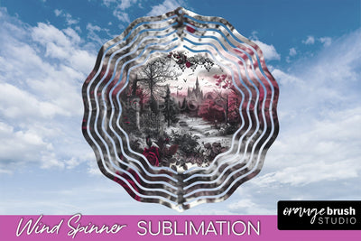 Gothic Wind Spinner, Dark Academia Wind Spinner Sublimation Sublimation OrangeBrushStudio 