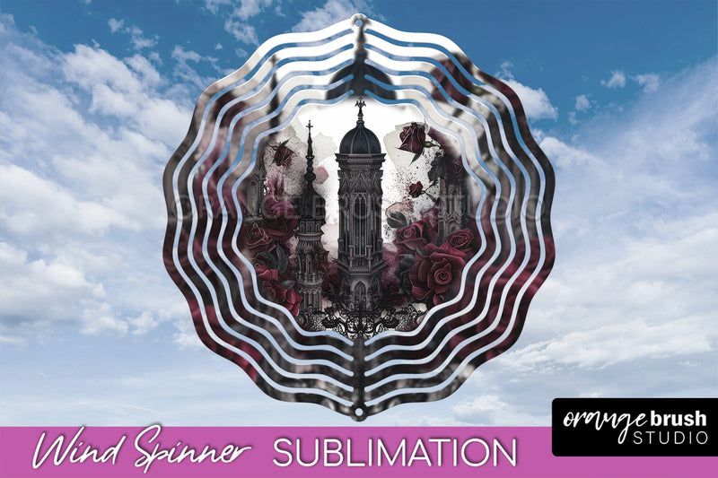 Gothic Wind Spinner, Dark Academia Wind Spinner Sublimation Sublimation OrangeBrushStudio 
