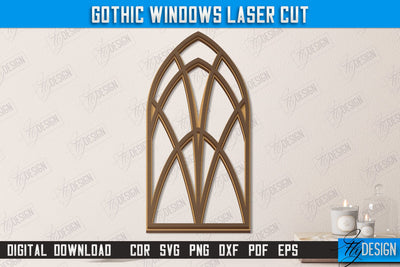 Gothic Window | Gothic Style | Window Frame | Gothic Window Arches | CNC File SVG Fly Design 
