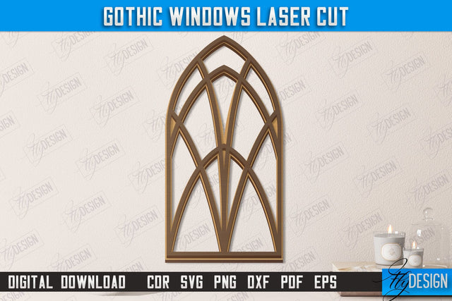 Gothic Window | Gothic Style | Window Frame | Gothic Window Arches | CNC File SVG Fly Design 