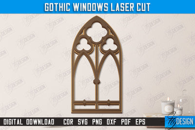 Gothic Window | Gothic Style | Window Frame | Gothic Window Arches | CNC File SVG Fly Design 