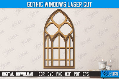 Gothic Window | Gothic Style | Window Frame | Gothic Window Arches | CNC File SVG Fly Design 