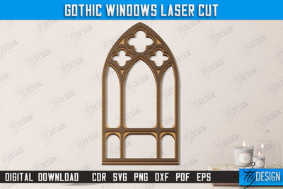 Gothic Window | Gothic Style | Window Frame | Gothic Window Arches | CNC File SVG Fly Design 