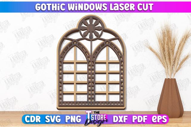 Gothic Window | Gothic Style | Window Frame | Gothic Window Arches | CNC File SVG The T Store Design 